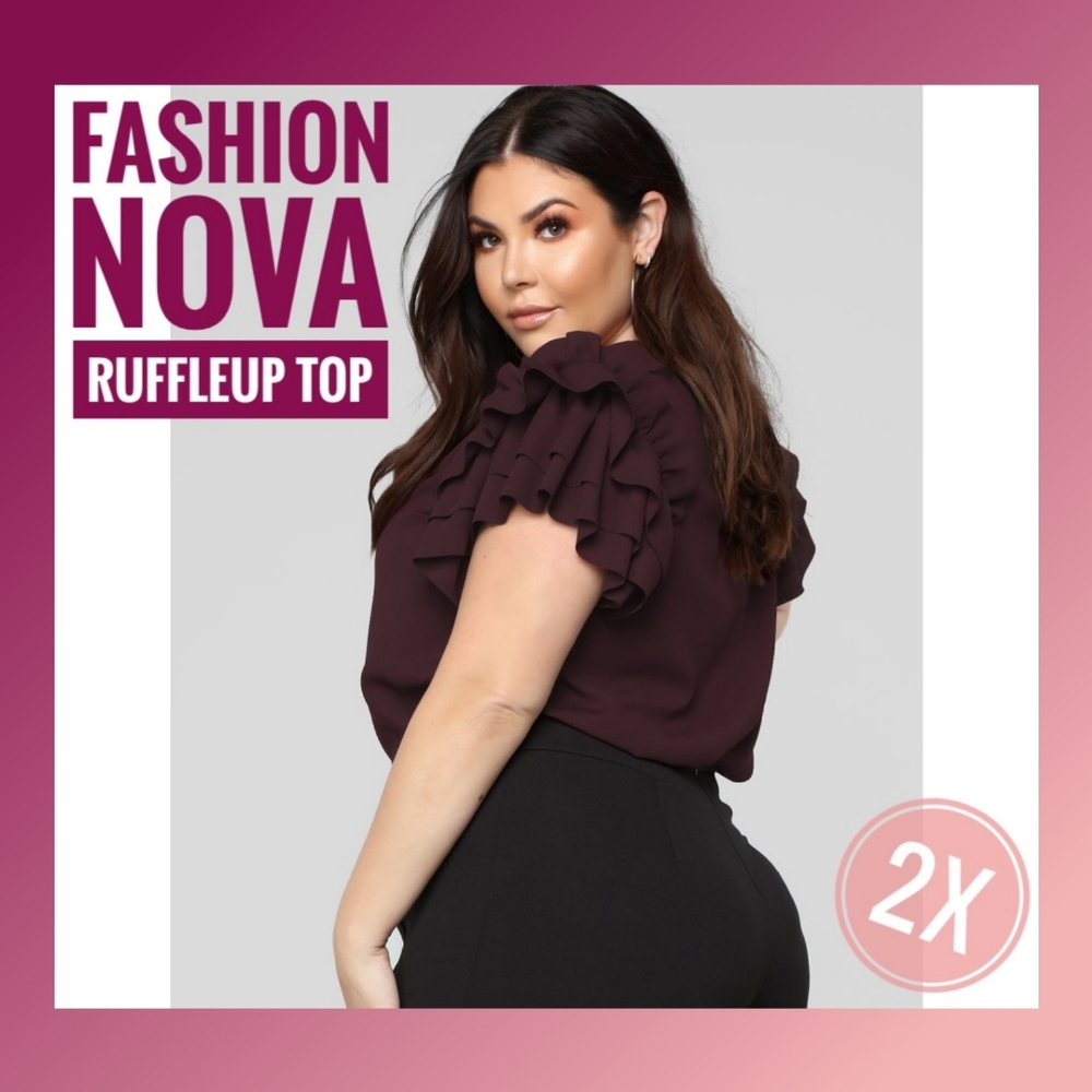 Fashion Nova Ruffle Up Short Sleeve Top Plum